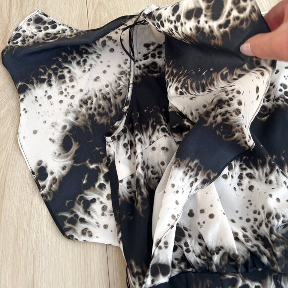 Jessica Simpson Christina Print Black White Watercolor Plunging Back Tunic Dress - Picture 5 of 15